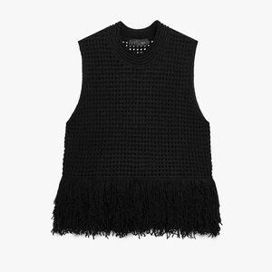 ZARA black fringe top